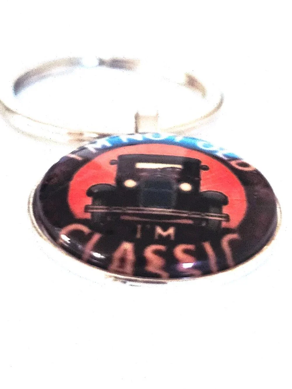 Vintage Truck Glass Cabochon Keychain, I'm Not Old I'm Classic, Unisex, Timeless
